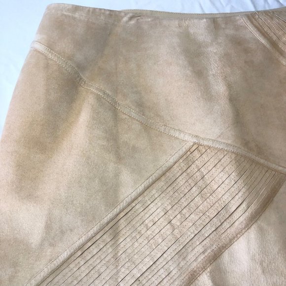 Lafayette 148 New York 100% Suede Midi A Line Skirt Tan Size 20 - Picture 12 of 16